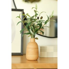 15' Artificial Olive Plant in Wood Finish Ceramic Vase â€“ Tabletop Decorative Accent