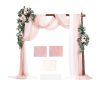 Artificial Wedding Arch Flowers Kit, Pink Wedding Arch Flowers with Drapes Kit (Pack of 5) - 2 Pcs Floral Arrangement, 3 Pcs Sheer Drapes