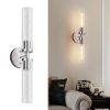 Wall Sconces Set of Two, Hardwired Brushed Nickel Bathroom Sconces Wall Lighting with Clear Glass