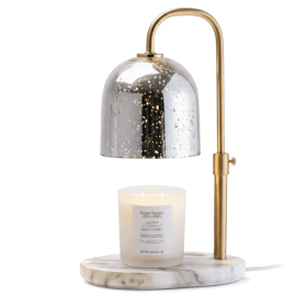 Candle Warmer Lamp, Glass Shade with Adjustable Gold Metal Pole, Flameless