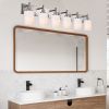 6-Light Bathroom Light Fixtures, Vanity Lights for Mirror with Milky White Glass Shade