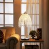 19"(H) Elegant Crystal Table Lamp â€“ Vintage Waterfall Design with Crystal Bead String Shades and Marble Textured Base for Living Room, Bedroom