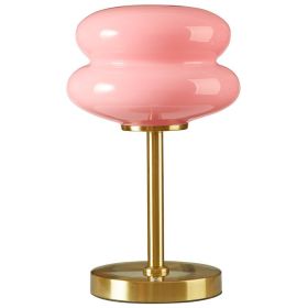 Pink Double Bubble Glass Table Lamp, 12.4" H