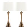 Lenuxe 29" Contemporary Metal Table Lamp in Matte Golden Bronze with Off-White Linen Shade from Grandview Gallery by - Set of 2