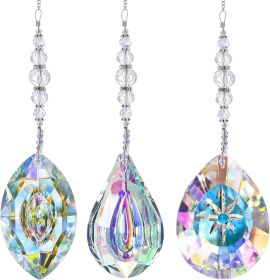 3PCS Crystal Suncatcher Pendant for Decor Hanging Glass Prism Rainbow Maker Light Catchers Ornament for Christmas Tree
