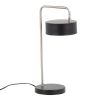 Puck Contemporary Table Lamp in Nickel and Black Metal by