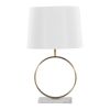 Moon Contemporary Table Lamp in White Marble, Gold Metal and White Shade by