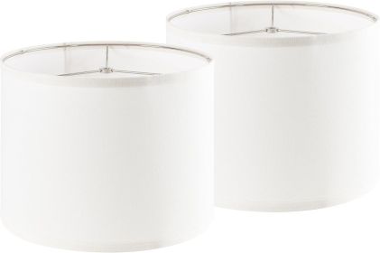 PAPAYA Set of 2 Cream White Lamp Shades Large Drum Lampshades 16" Top x 16" Bottom x 12" High Spider Modern Lampshade for Table and Bedside Lamp