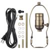 Lamp Rewire Kit, E26 Lamp Socket with 12 ft Matching Cord, Antique Bronze Finish, Lamps Making Kit with All Essential Hardware