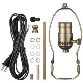 Lamp Rewire Kit, E26 Lamp Socket with 12 ft Matching Cord, Antique Bronze Finish, Lamps Making Kit with All Essential Hardware