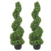 2 pcs. Artificial Boxwood Tower Topiary Spiral Artificial Plant 91cm high Decorative Plant Green Plastic PE Iron Topiary Plants incl. 10 pcs. Replacem