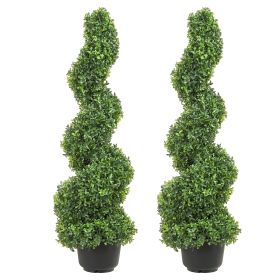 2 pcs. Artificial Boxwood Tower Topiary Spiral Artificial Plant 91cm high Decorative Plant Green Plastic PE Iron Topiary Plants incl. 10 pcs. Replacem