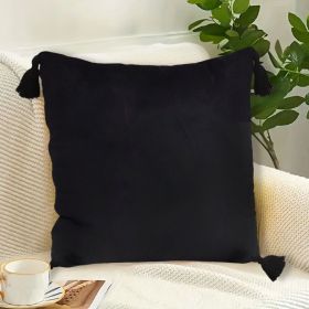 SOGA 45cm Black Vintage Butterfly Pillow â€“ Velvet Square Throw Pillow with Tassels, Decorative Cushion for Sofa, Bed, Living Room