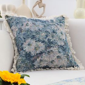 SOGA 50cm Oil Painting Shabby Chic Style Handmade Throw Pillow â€“ Full Floral Needlepoint Decorative Cushion for Sofa, Bed, Living Room