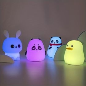 (IMB-VZD-VZ)1 LED Bunny/Fat Bear/Stupid Bear/Chestnut Bear/Duck Night Light, Cute Rainbow light Changing Silicone Light, Pat Control