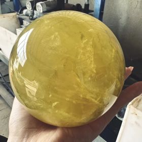 1pc grade natural lemon Crystal Crystal ball with Golden color shimmering Silvery inclusions - Bohemian style quartz ball