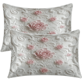Pink Rose Pillow Case White Romance Pillow Covers Pure and loving Decorative 2 Pillowcases(temu can only be self-picked up)