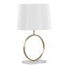 Moon Contemporary Table Lamp in White Marble, Gold Metal and White Shade by