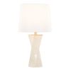 Curvo Square Contemporary 27" Ceramic Table Lamp in Cream Ceramic, Gold Metal, and White Linen by