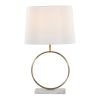 Moon Contemporary Table Lamp in White Marble, Gold Metal and White Shade by