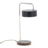 Puck Contemporary Table Lamp in Nickel and Black Metal by