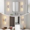 Wall Sconces Set of Two, Hardwired Brushed Nickel Bathroom Sconces Wall Lighting with Clear Glass