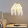 19"(H) Elegant Crystal Table Lamp â€“ Vintage Waterfall Design with Crystal Bead String Shades and Marble Textured Base for Living Room, Bedroom