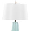 Penelope 22" Contemporary Ceramic Table Lamp with Tiffany Blue & Silver Ceramic Body and White Shade by