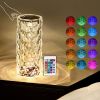 Rose Table Lamp; Crystal Lamp; Table Lamp; 16 Colors RGB With Touch&Remote Control; USB Rechargeable; 2000mah Battery; Romantic Atmosphere Light For L