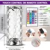 Rose Table Lamp; Crystal Lamp; Table Lamp; 16 Colors RGB With Touch&Remote Control; USB Rechargeable; 2000mah Battery; Romantic Atmosphere Light For L