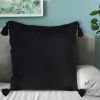 SOGA 45cm Black Vintage Butterfly Pillow â€“ Velvet Square Throw Pillow with Tassels, Decorative Cushion for Sofa, Bed, Living Room