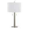Master 29" Contemporary Metal Table Lamp in Polished Nickel and White Linen Shade from Grandview Gallery by - Set of 2