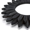 Black Wall Decor Wall Mirror 12 inch Boho Wall Decor Wood Decorative Mirror for Room Decor Home Decor for Bedroom Living Room Bathroom Kitchen Black