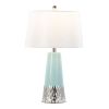 Penelope 22" Contemporary Ceramic Table Lamp with Tiffany Blue & Silver Ceramic Body and White Shade by