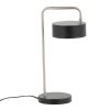 Puck Contemporary Table Lamp in Nickel and Black Metal by