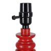 Turned Table Lamp with White Eyelet Linen Shade, Red