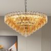 Modern Round Chandelier, 37" Extra Large Black Chandeliers for Dining Room, 14-Light with Tiered Smoke Glass Tubes Ceiling Light