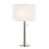 Master 29" Contemporary Metal Table Lamp in Polished Nickel and White Linen Shade from Grandview Gallery by - Set of 2