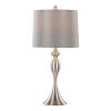 Ashland 27" Contemporary Metal Table Lamp in Brushed Nickel with Grey Textured Linen Shade from Grandview Gallery by - Set of 2