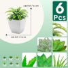6pcs Succulents Plants Artificial Indoor Decor Fake Succulent in Pots Small Faux Plastic Plant Greenery Modern Ornament for Office Desk Home Bedroom W