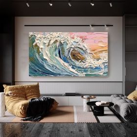 Handmade Oil Painting Original Textured Wall Art Wabi-Sabi Wave Painting On Canvas Ocean Painting Living Room Decor Boho Modern Canvas Art (Style: 01, size: 100x150)