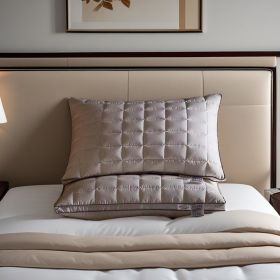 Soft Pillows Queen Size for Sleeping, Support Bed Pillows,Goose Down Filled Pillow for Bed, Home,Luxury Hotel Pillows for Side (Color: 1pc grey)