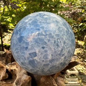 Large Natural Blue Celestite Crystal Ball - Kyanite Sphere for Chakra Balancing, Bohemian Home Decor & Spiritual, Unique Birthday Gift Idea (size: 7-8cm)