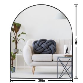 Deep Frame 30" x 36" Arch Mirror, Modern Dresser Mirror Wall Mounted Decor Metal Frame for Bedroom Living Room Entryway Fireplace Mantel Dining R (Color: Black)