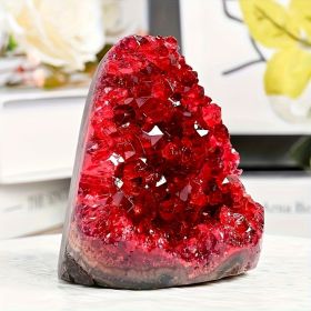 1pc Stunning Claret Geode Cluster - Sparkling Crystal Decoration, Elegant Rough Stone For Home And Office, Unique Geological Gift Idea (weight: 600-700g)