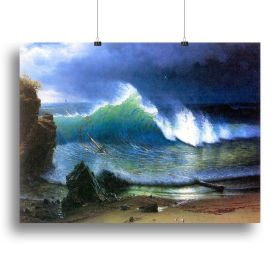 The coast of the Turquoise sea by Bierstadt Canvas Print or Poster (Type: Standard Framed Canvas Print, size: 12" x 8" / 30cm x 20cm (approx))