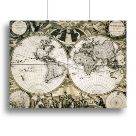 Old paper world map Holland Canvas Print or Poster (Type: Poster Print, size: 32" x 24" / 80cm x 60cm (approx))